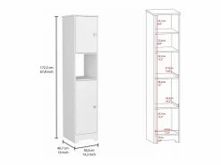 TuHome Columna de baño Ibis en Melamina con 2 puertas y 1 estante , 172.21 cm X 36.32 cm X 40.64 cm , Blanco Discount