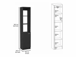 TuHome Columna De Baño|Columna de Baño Malaga en melamina con un gabinete y 3 estantes , 162 cm X 33 cm X 26.4 cm ,