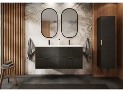 Columna de baño, , 35 x 136 x 27 cm, tirador dorado Negro Sale