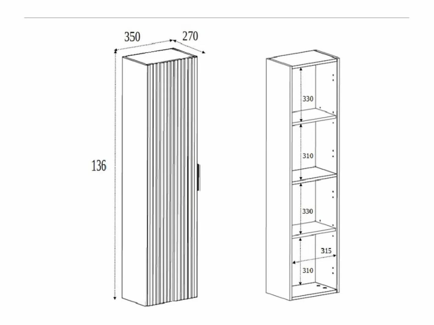 Columna de baño, , 35 x 136 x 27 cm, tirador dorado Negro Sale