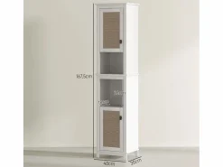 Homcom Columna de baño Sahara 2 puertas con 2 compartimentos /natural 167,5x40x30 cm Blanco Online