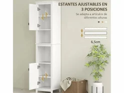 Homcom Columna de baño Sahara 2 puertas con 2 compartimentos /natural 167,5x40x30 cm Blanco Online