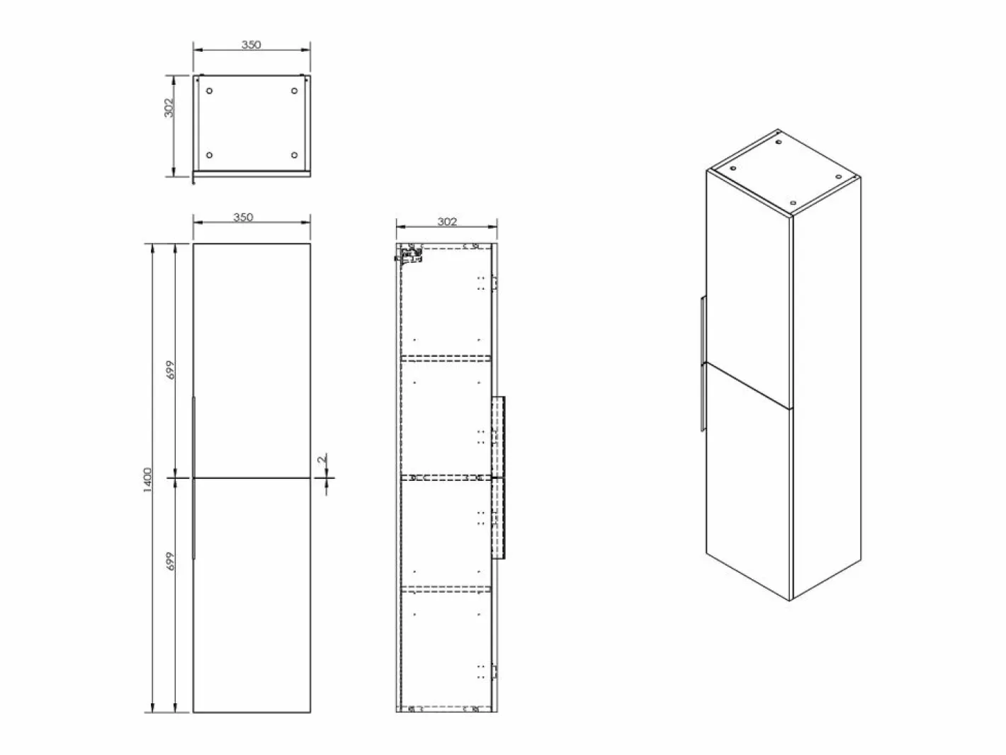 Vente-unique Columna De Baño|Columna de baño suspendida - - H140 cm - NISAYA