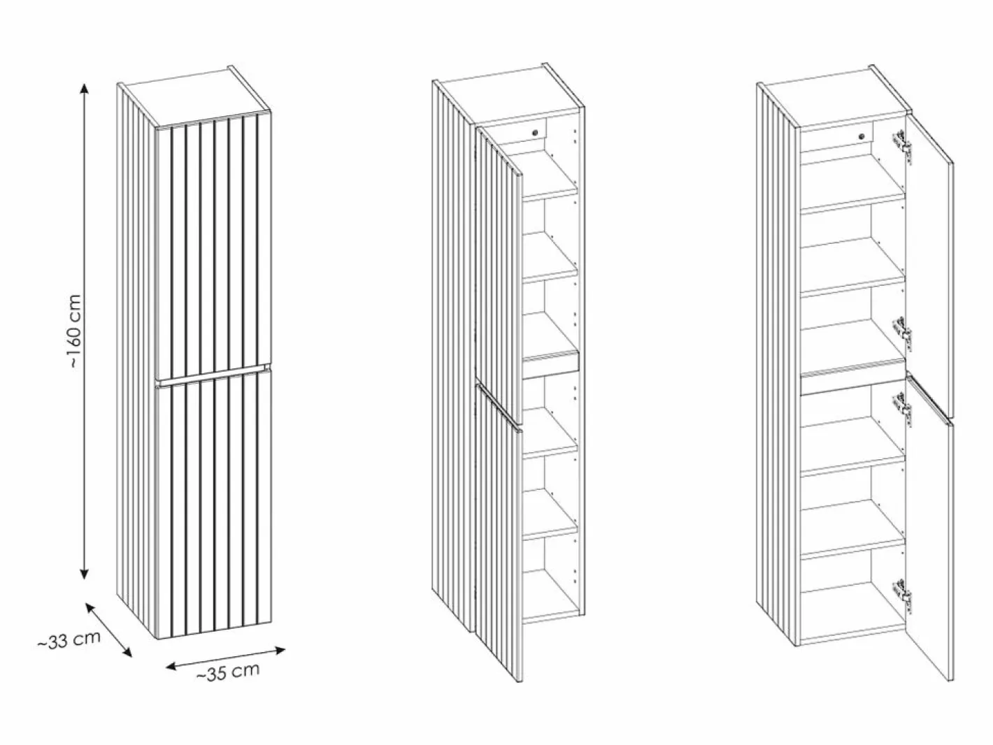 Vente-unique Columna De Baño|Columna de baño suspendida estriada rosa - Al160 cm - SATARA