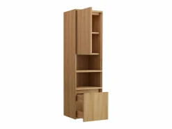 Vente-unique Columna de baño suspendida de teca con estantes - Alt.140 cm - KUPANG Color natural claro Online