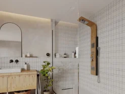Shower & Design Columna de ducha balneoterapia DALIMA panel de bambú Color natural claro