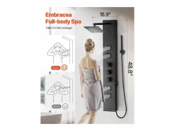 Columna de Ducha con Cabezal de Ducha Efecto Lluvia SucceBuy de Acero Inoxidable, Grifo 4 Funciones, 4 Chorros Corporales, Teleducha y Caño de Bañera^ Outlet