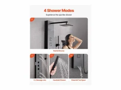 Columna de Ducha con Cabezal de Ducha Efecto Lluvia SucceBuy de Acero Inoxidable, Grifo 4 Funciones, 4 Chorros Corporales, Teleducha y Caño de Bañera^ Outlet