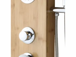 Columna de ducha con hidromasaje TISSIA, panel de bambú^Shower & Design Best
