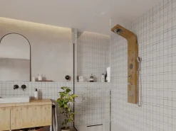 Columna de ducha con hidromasaje TISSIA, panel de bambú^Shower & Design Best