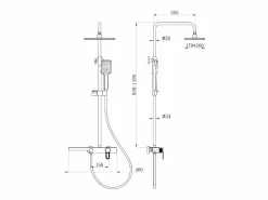 Columna de ducha de aluminio - mate - H126 x L40 x P35,5 cm - JIZEO^Shower & Design Online