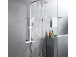 Alcachofa De Ducha, Cabezal|Columna de Ducha Diseño Moderno termostática en acero con mezclador y teleducha Saturnia