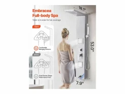 Columna de Ducha SucceBuy, con Cabezal de Ducha Efecto Lluvia, Sistema de Panel de Ducha Mural de Alta Presión en Acero Inoxidable Cepillado, Grifo de 5 Funciones Plateado Discount