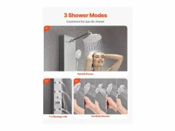 Columna de Ducha SucceBuy, con Cabezal de Ducha Efecto Lluvia, Sistema de Panel de Ducha Mural de Alta Presión de Acero Inoxidable Cepillado de 124 cm^ New