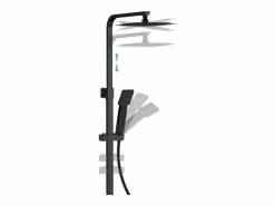 Aica Columna De Ducha|Columna de Ducha Termostática Negra Mate Ajustable con Alcachofa y Ducha Superior Grande Cuadrada