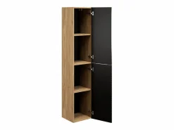 Petits-Meubles Columna de pared 2 puertas Elora y madera Negro New