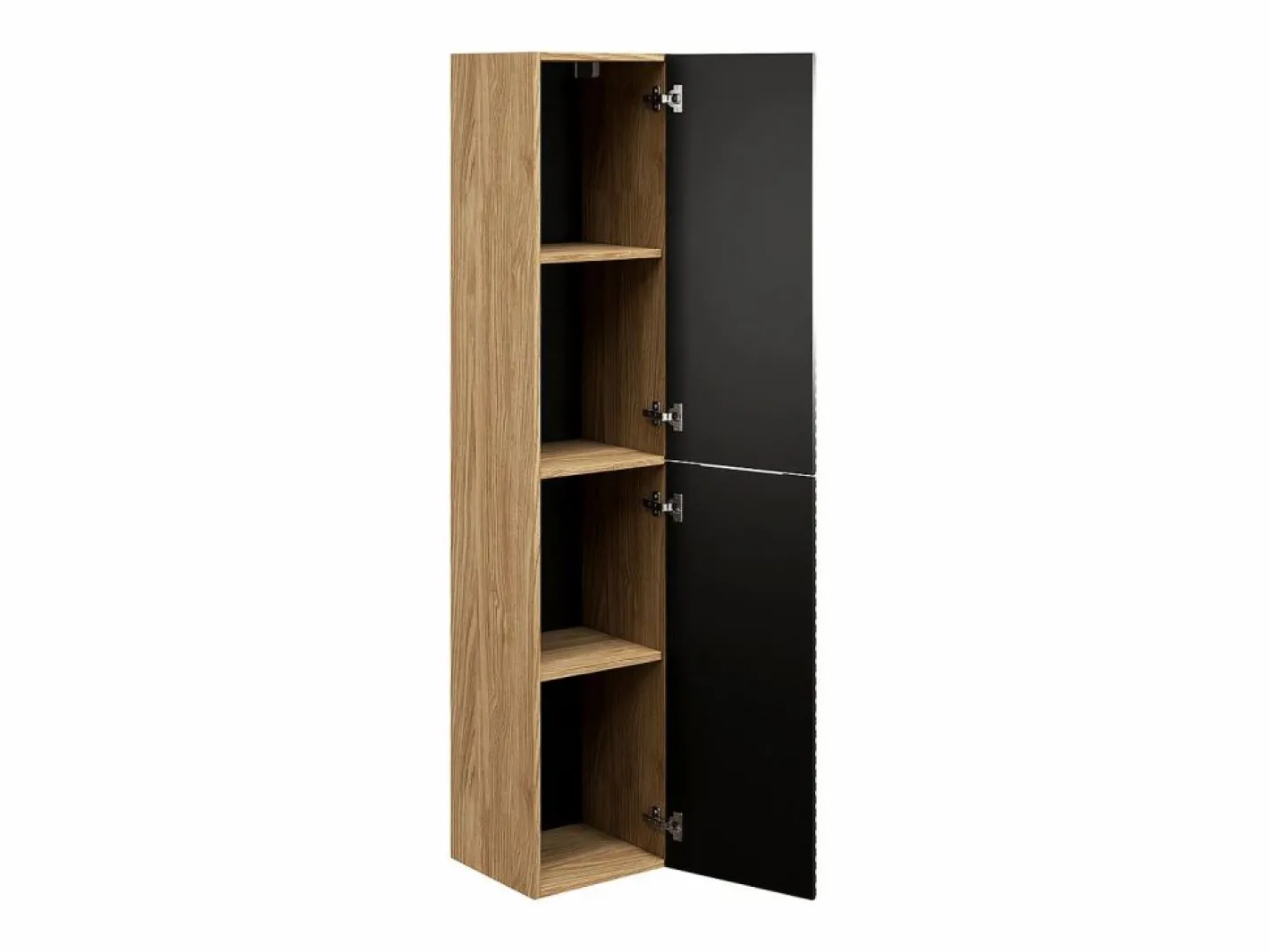 Petits-Meubles Columna de pared 2 puertas Elora y madera Negro New