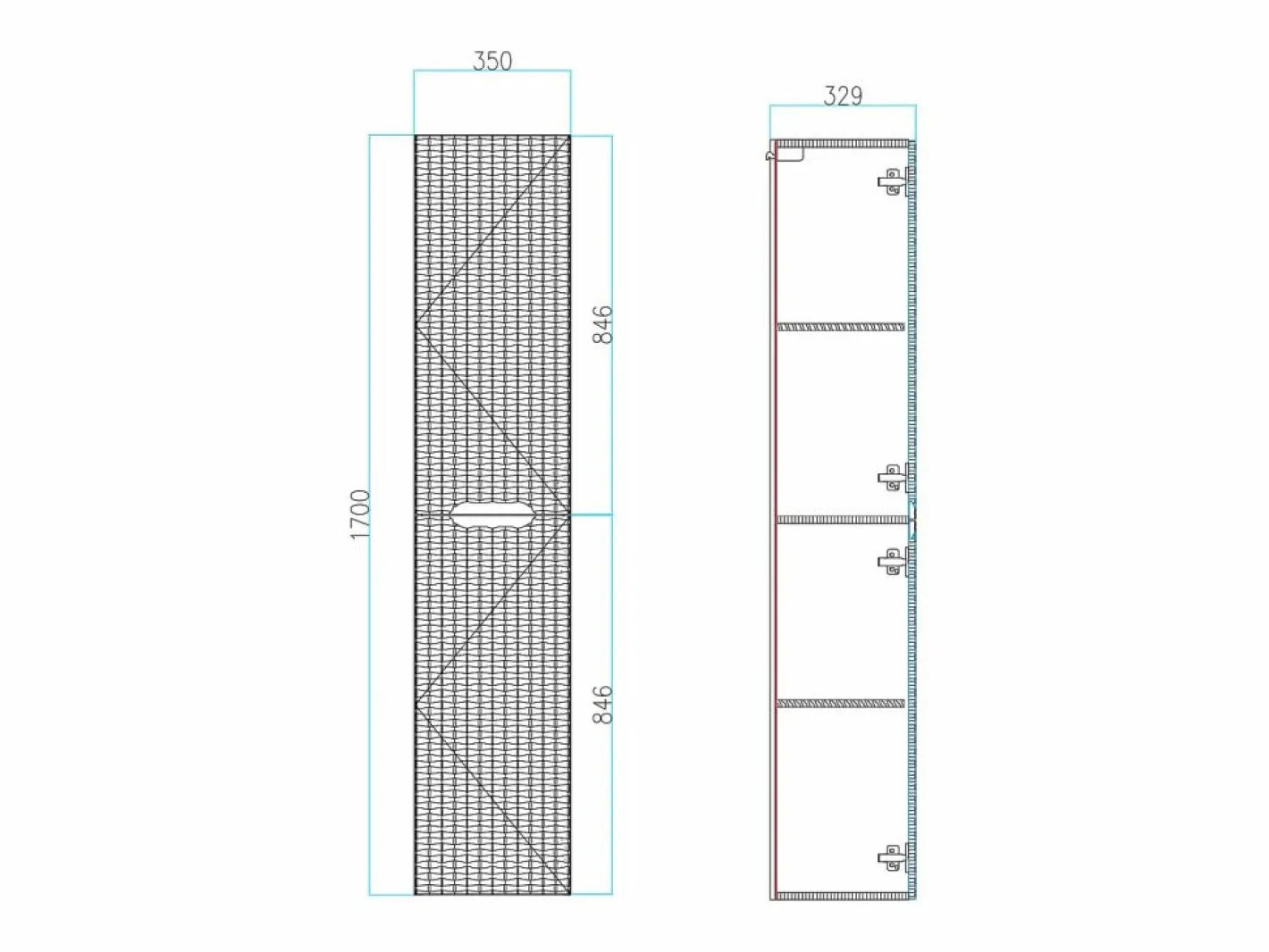 Petits-Meubles Columna de pared 2 puertas Elora y madera Negro New