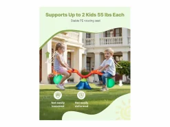 Columpio|Columpio Balancín SucceBuy, Capacidad de Carga de 24,9 kg por Asiento, Equipo de Juego Exterior Rebotador, para 2 Niños de 3 Años en Adelante