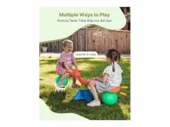 Columpio|Columpio Balancín SucceBuy, Capacidad de Carga de 24,9 kg por Asiento, Equipo de Juego Exterior Rebotador, para 2 Niños de 3 Años en Adelante