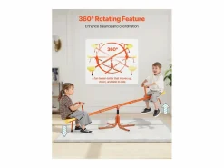 Columpio|Columpio de Balancín SucceBuy para Niños, Capacidad 45,4 kg por Asiento, Equipado con Asas Ergonométricas, Patas de Soporte de 4 Ramas, Rotación 360°