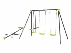 Habitat et jardin Columpio de metal "Basile" - 4 aparatos - Verde Hot