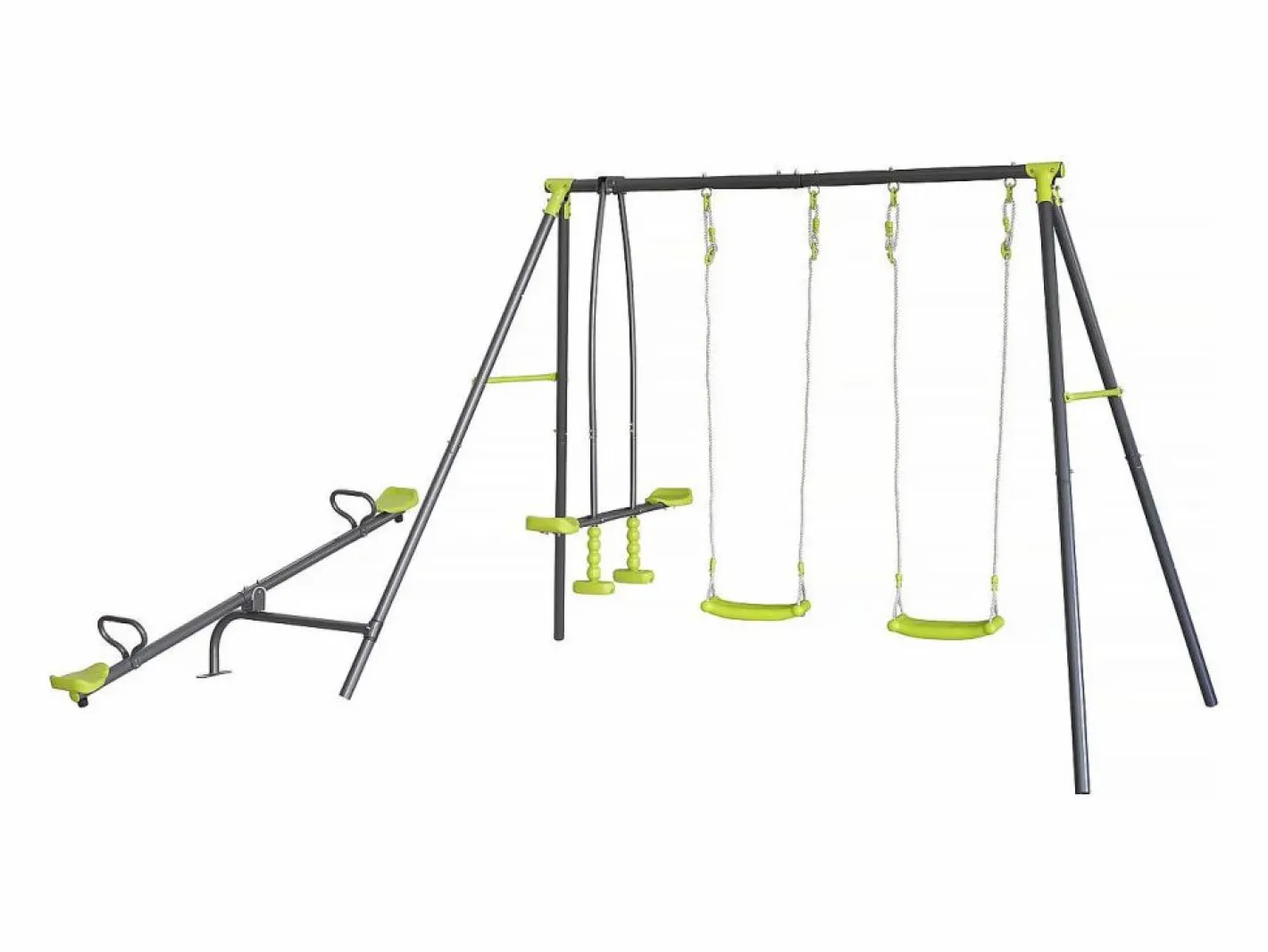 Habitat et jardin Columpio de metal "Basile" - 4 aparatos - Verde Hot