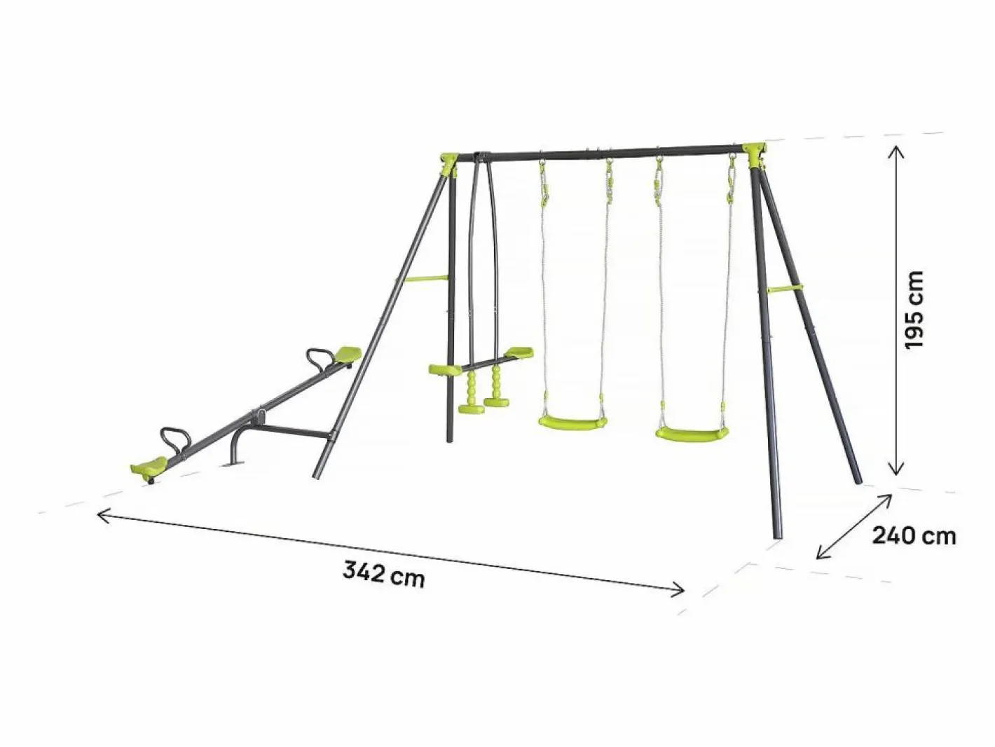 Habitat et jardin Columpio de metal "Basile" - 4 aparatos - Verde Hot