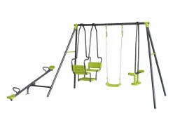 Habitat et jardin Columpio|Columpio de metal "Lenny" - 4 aparatos - Verde
