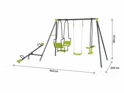 Habitat et jardin Columpio|Columpio de metal "Lenny" - 4 aparatos - Verde