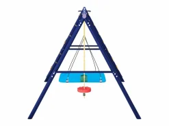 Hauss Spole Columpio exterior de acero - 3 columpios + estructura de escalada + cesta Azul New