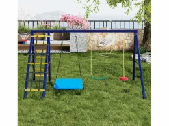 Merax Columpio|Columpio infantil multifuncional para exterior - 310 x 174 x 203 cm - de acero - con estructura de escalada -