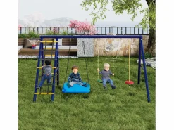 Merax Columpio|Columpio infantil multifuncional para exterior - 310 x 174 x 203 cm - de acero - con estructura de escalada -