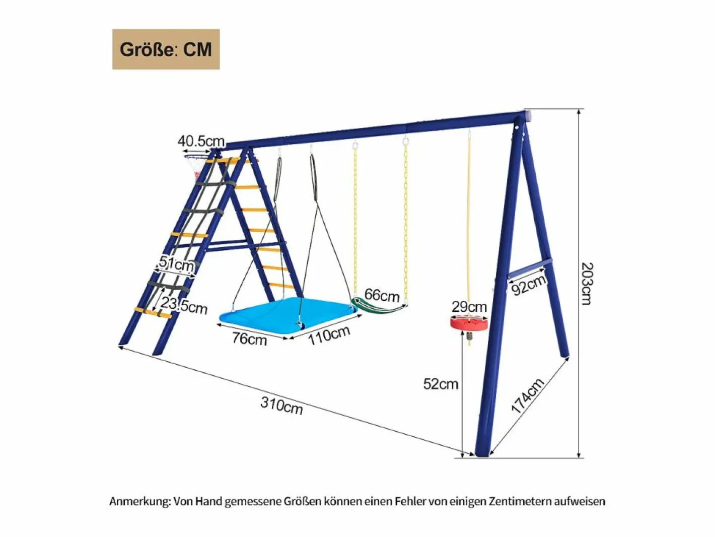 Merax Columpio|Columpio infantil multifuncional para exterior - 310 x 174 x 203 cm - de acero - con estructura de escalada -
