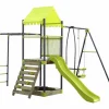 Habitat et jardin Columpio metálico "Lucien" con tobogán y arenero - Verde Clearance