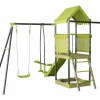 Habitat et jardin Columpio|Columpio metálico "Sohane" con tobogán y arenero - Verde