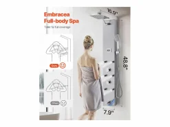 Columna De Ducha|Coluna de Duche SucceBuy con Chuveiro Efeito Chuva en Acero Inoxidable, Torneira 4 Funciones, 6 Jatos Corporais, Chuveiro de Mão, 124 cm