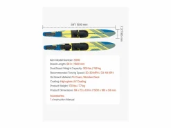 Combo Esquí Náutico SucceBuy, 150 cm para Adultos con Fijaciones Ajustables X-7 y Cierres con Hebilla^ Best