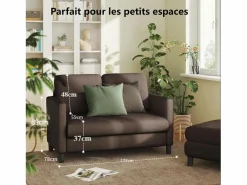 DripeX Combustible sofá de terciopelo marrón de peluche de 2 a 2 años, con un asiento profundo de 55 cm y reposabrazos - 128x78x89cm Marru00f3n Discount