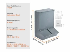 Comedero para Cerdos SucceBuy, 130 L, Puerta Doble de Metal que Puede Acoger Hasta 8 Cerdos Gris antracita Sale