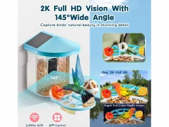 Comida Para Animales De Compañía|Comederos para Aves Inteligente SucceBuy con Cámara, 2K HD, Especies IA, Alimentado por Energía Solar