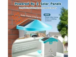 Comida Para Animales De Compañía|Comederos para Aves Inteligente SucceBuy con Cámara, 2K HD, Especies IA, Alimentado por Energía Solar