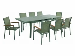 MYLIA Comedores De Jardín|Comedor de jardín aluminio mesa extensible 180/240 y 8 sillones - - NAURU
