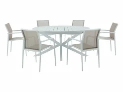 MYLIA Comedor de jardín de aluminio: una mesa extensible + 6 sillas - YOHA de Blanco Online