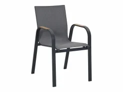 Comedor de jardín de aluminio: mesa redonda D.125 cm y 4 sillones - Antracita y natural claro - ZEYVA de^MYLIA New