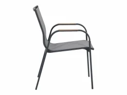 Comedor de jardín de aluminio: mesa redonda D.125 cm y 4 sillones - Antracita y natural claro - ZEYVA de^MYLIA New