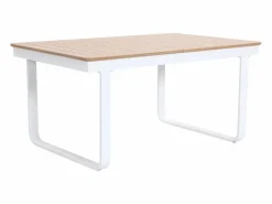 MYLIA Comedor de jardín de aluminio: mesa extensible de aluminio L.155/246 cm y 6 sillones - Natural claro y blanco - SERUNO de Color natural claro / Blanco Sale