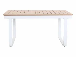 MYLIA Comedor de jardín de aluminio: mesa extensible de aluminio L.155/246 cm y 6 sillones - Natural claro y blanco - SERUNO de Color natural claro / Blanco Sale