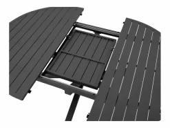 MYLIA Comedor de jardín de aluminio: una mesa redonda extensible L.150/200 cm y 6 sillones apilables - Antracita - VELYRA de Gris antracita New