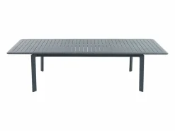 MYLIA Comedores De Jardín|Comedor de jardín de aluminio: una mesa extensible L.205/286.5 cm y 8 sillones apilables - Antracita - MACILA de